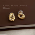 Gold Twisted Cookie Swirl Zircon Stud And Clip Earrings view 6