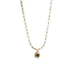 Gold Bamboo Link Necklace Brown Round Stone Pendant view 5