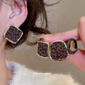 Leopard Round and Square Stud Earrings Fashion Jewelry view 2