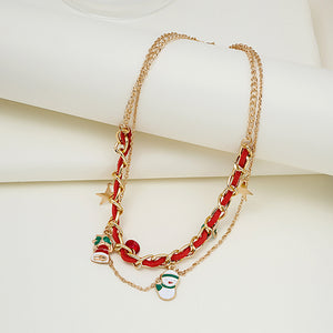 Christmas Multi Layer Charm Necklaces Gold Chain Cord Styles