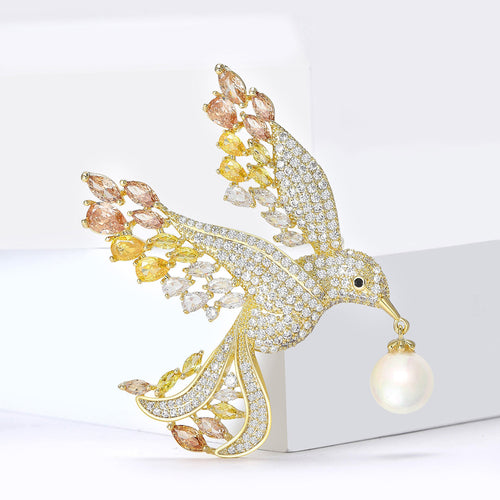 Flying Bird brooch displayed at a slight angle