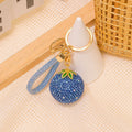 Rhinestone Tomato Fruit Keychain Green Leaf Charm Strap Options view 3