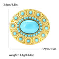 Gold Tone Oval Cabochon Brooch Yellow Green Red Blue view 9