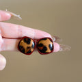 Leopard Print Geometric Stud Earrings in Four Styles view 9