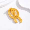 Gold Tone Ribbon Bow Two Designs Metal Brooch Pin for Jackets and Lapels view 3