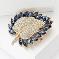 Double Leaf Crystal Brooch in Yellow Blue Green or Red view 3
