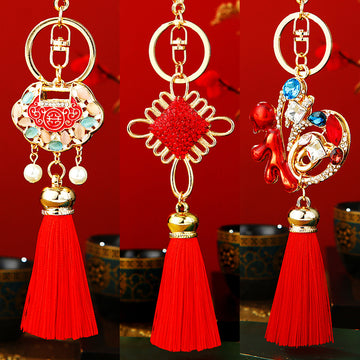 Chinese Fortune Motif Tassel Keychains in Seven Designs plus Assorted
