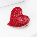 Red Pave Crystal Asymmetric Heart Brooch in Gold Tone view 3