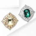 Openwork Diamond Frame Brooch With Large Rectangular Crystal view 3