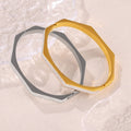 Octagonal Rhinestone Edge Bangle Bracelets Gold and Steel view 4