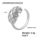 Quilted Dome Open Ring Gold Steel Lattice Texture Size 7 view 6
