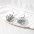 Round Pressed Blue Flower Resin Necklace and Earring Options view 2