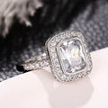 Silver Tone Emerald Cut Halo Crystal Ring view 4