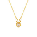 Gold Bunny Rabbit Ears Clear Zircon Pendant Necklace view 5