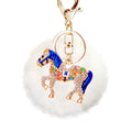 Crystal Horse Keychains with Faux Fur Pompoms in Twenty Two Options view 5