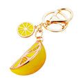 Jeweled Lemon Wedge Keychains with Plain Heart Cord and Loose Loop Options view 5