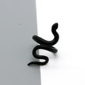 Matte Black Coiled Snake Adjustable Open Ring with Textured Surface view 1