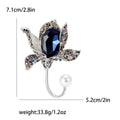 Orchid Flower Brooch Large Gem Center Pearl Stem Rhinestone view 4