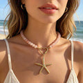 Colorful Round Bead Necklaces With Seven Novelty Gold Tone Pendants view 4