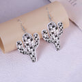 Patterned Acrylic Cactus Long Hook Earrings in Four Styles view 3