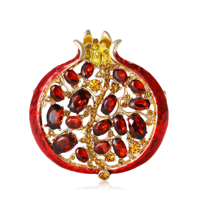 Red Enamel Pomegranate Brooch with Faceted Seed Details grouped product view