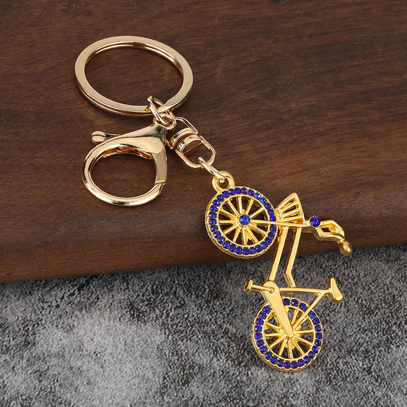 Bicycle Rhinestone Keychain Sport Bike Charm for Keys and Bags