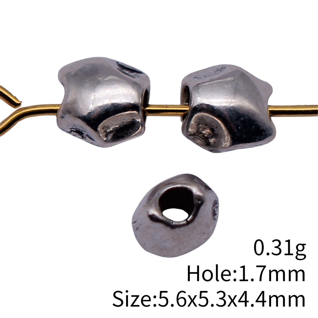 5.6x5.3x4.4mm 0.31g Antique Silver Zinc Alloy Hammered Irregular Loose Metal Beads for Jewelry Making