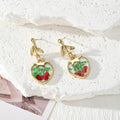 Heart Dried Flower Resin Stud Earrings Gold Leaf Posts 6 Styles view 2