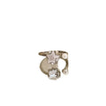 Silver Open Ring Star Pearl Accent Crystal Side Stones view 5