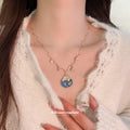 Blue Bead Celestial Charm Layered Necklace Decorative Jewelry view 3