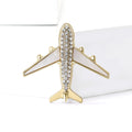 Rhinestone Airplane Brooch Pearl Wing Crystal Body Pin view 2