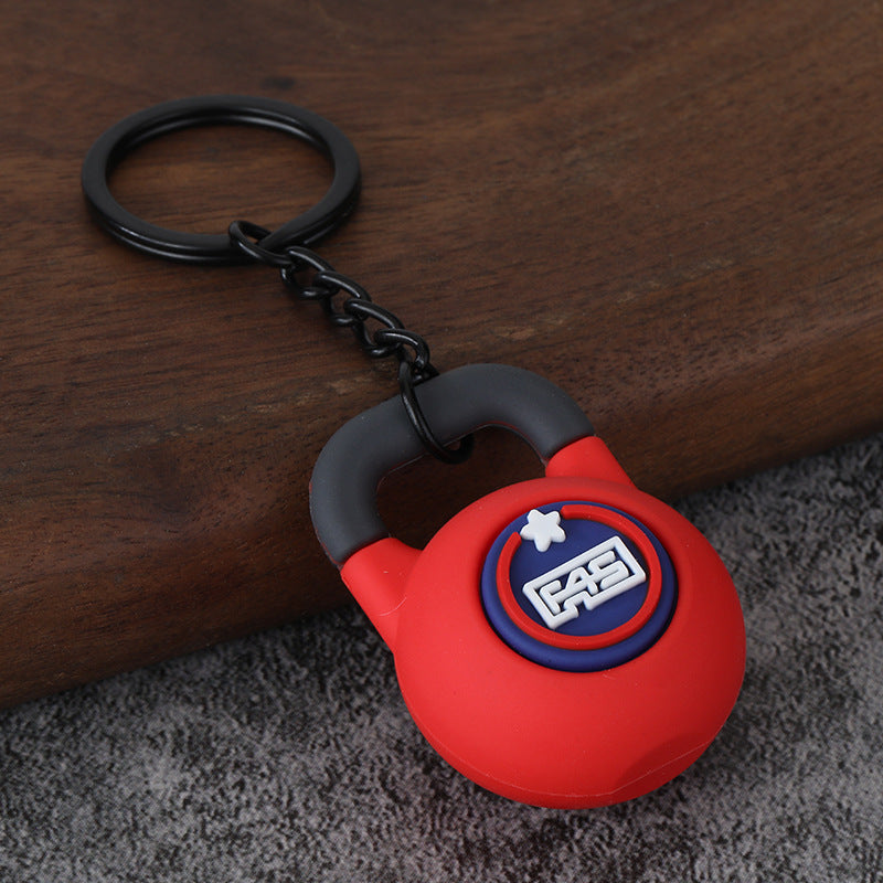 Fitness Barbell and Weight Plate Metal Keychain Gym Bag Charm