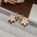 Gold Pink Flower Ear Climber Stud Earrings Decorative Jewelry view 6