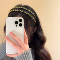 Black White Padded Headband Gold Chain Trim 2 Colors view 1