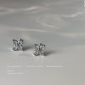 Silver Mini Four Leaf Clover Clear CZ Stud Earrings view 2