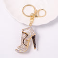 Rhinestone High Heel Shoe Keychain Gold Tone Metal Charm view 7
