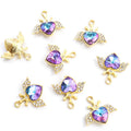 Winged Heart Crystal Metal Jewelry Charms, 14 Colorways view 6