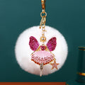 Jeweled Star Fairy Keychains with Round Faux Fur Pom Poms view 1