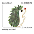 Rhinestone Hedgehog Brooch White Belly Red Nose Two Styles view 7