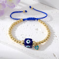 Gold Tone Beaded Cord Evil Eye Adjustable Bracelets in Seven Styles view 7