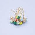 Gold Tone Long Wire Textured Resin Ball Drop Earrings view 2
