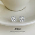 Silver Cushion Four Stone Zircon Stud Earrings Pair view 1