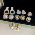 Gold Tone Crystal Stud Earrings In Six Geometric Designs view 3