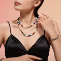 Multicolor Natural Stone Disc Bead Necklace And Bracelet view 3