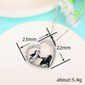 Silver Tone Heart Frame Penguin Pair Pendant Necklace view 4