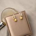Gold Double Bar Clear Look Pearl Look Huggie Earrings view 2
