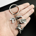 Antique Silver and Gold Western Horse Hat and Boot Charm Keychains view 2