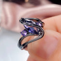 Gunmetal Purple Marquise CZ Ring Split Band Accents view 3