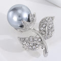 Pearl Flower Stem Brooch With Crystal Leaves in Two Finishes view 4