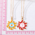 Gold and Silver Tone Enamel Sun Evil Eye Pendant Necklaces view 5